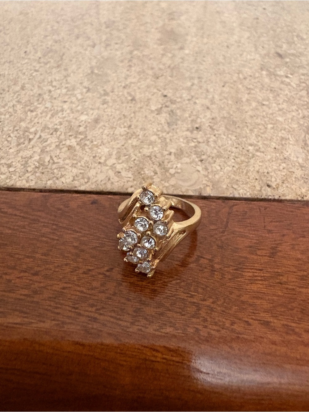 Gold-Tone Crystal Cluster Statement Ring